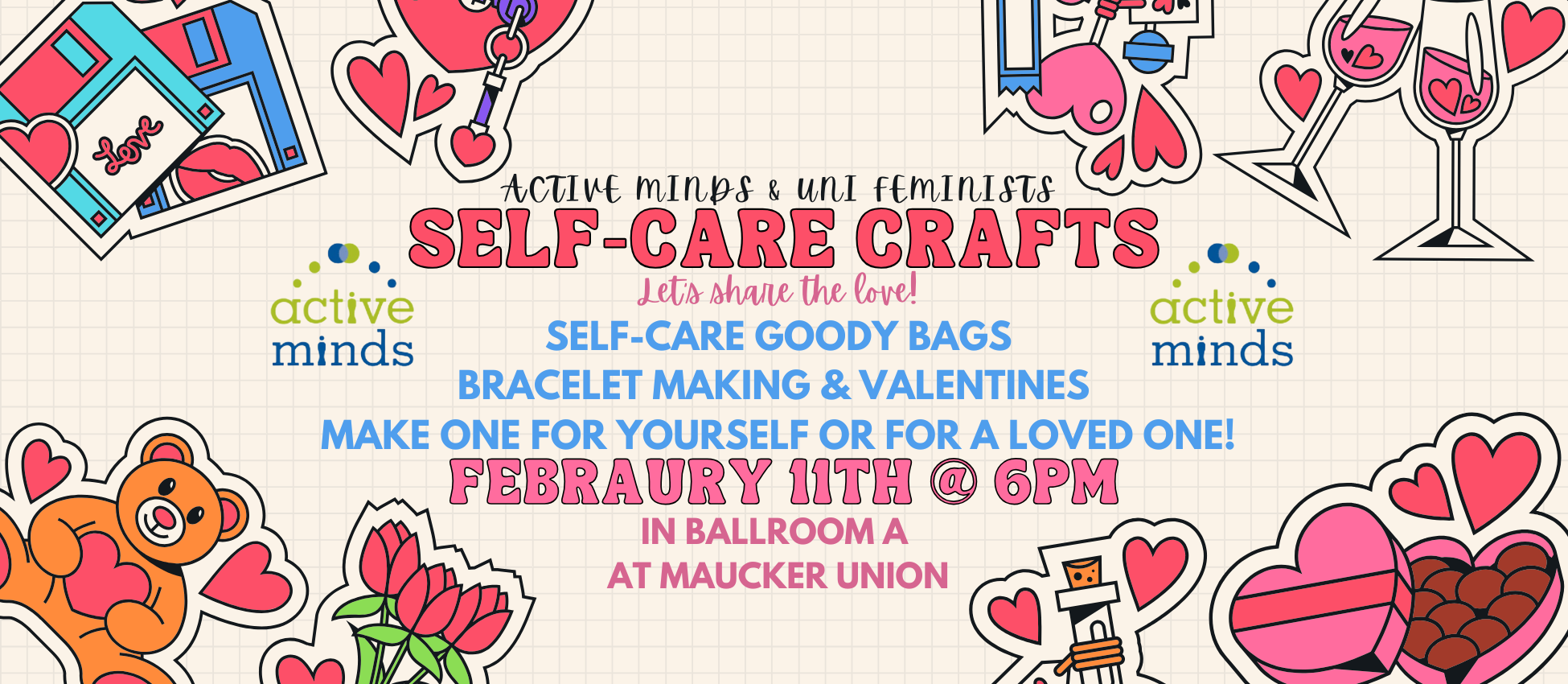 Please join Active Minds & NI Feminists for a Self-Care Craft Night!