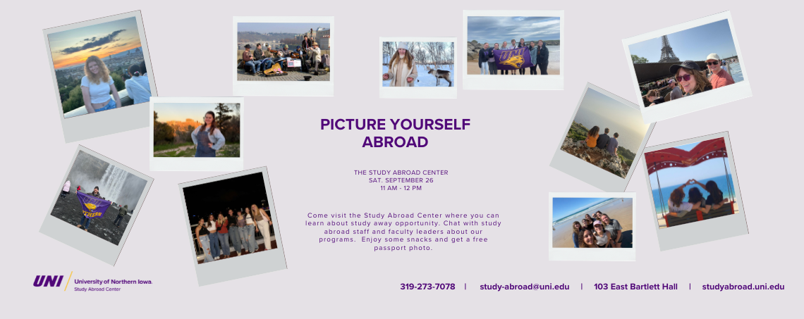 Picture Yourself Abroad, Sat. September 26, 11am-12pm, Study Abroad Center: 103 East Bartlett Hall