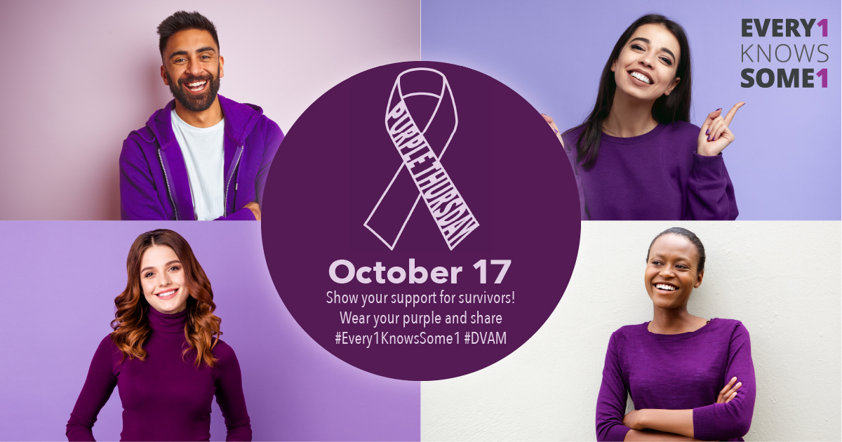 Wear purple on October 17, 2024 for supporting survivors of domestic violence